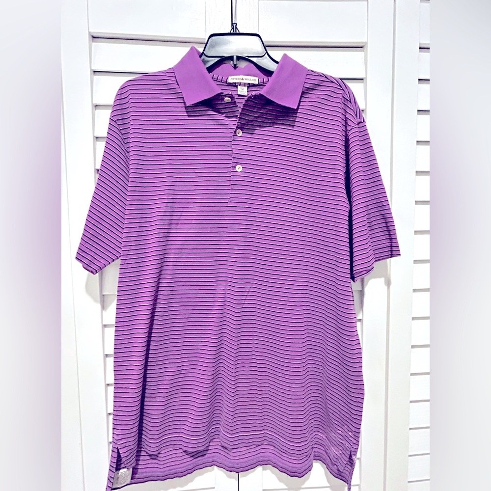 Peter Miller purple polo shirt